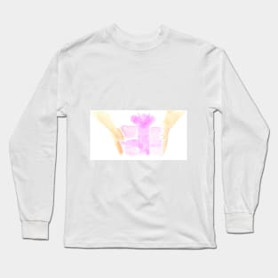 holiday, watercolor, illustration, gift, hands, festive, congratulation, celebratory, holidays, trend, trendy, sketch, hand drawn Long Sleeve T-Shirt